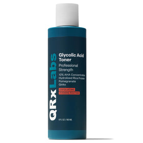 QRxLabs front packaging showing bottle and clear formula for daily resurfacing