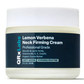 QRxLabs front jar view showing product and calming lemon verbena scent benefits
