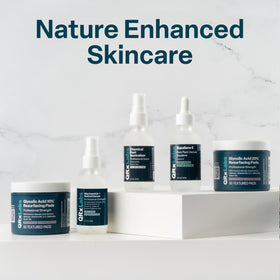QRxLabs lifestyle shot on nightstand suggesting daily skincare routine convenience