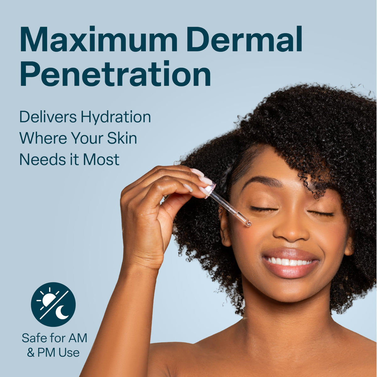 QRxLabs hand applying serum showing easy spreadability and immediate hydration