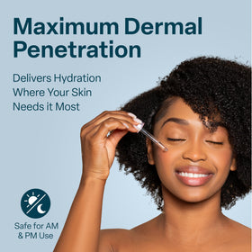 QRxLabs hand applying serum showing easy spreadability and immediate hydration