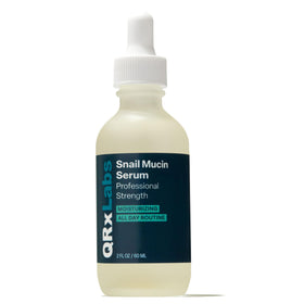 QRxLabs front packaging showing serum bottle and branding benefits
