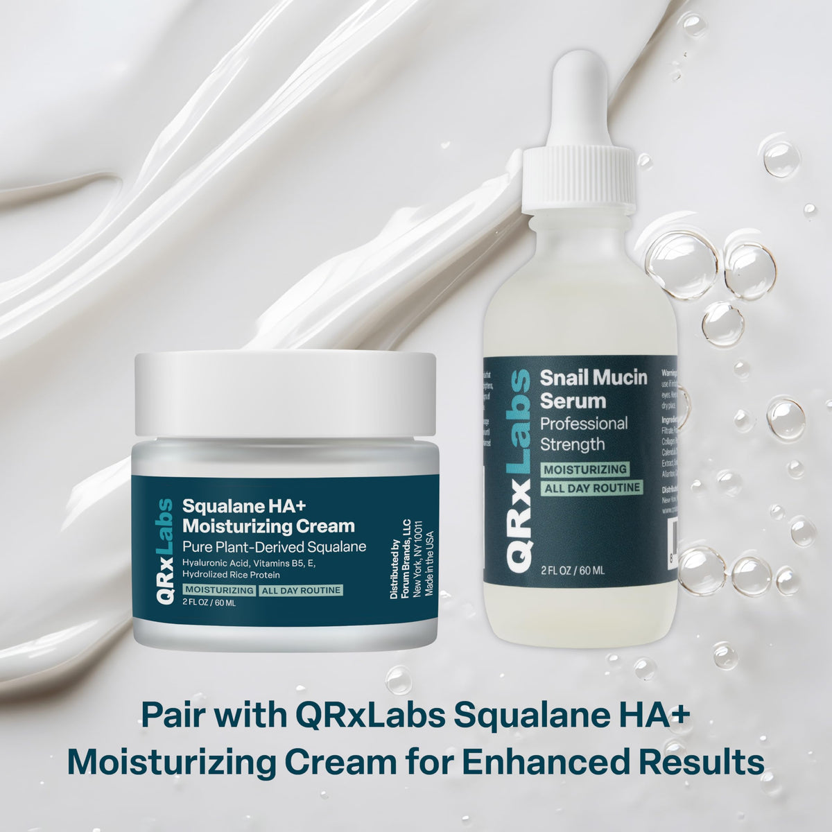 QRxLabs serum being applied to skin demonstrating quick hydration