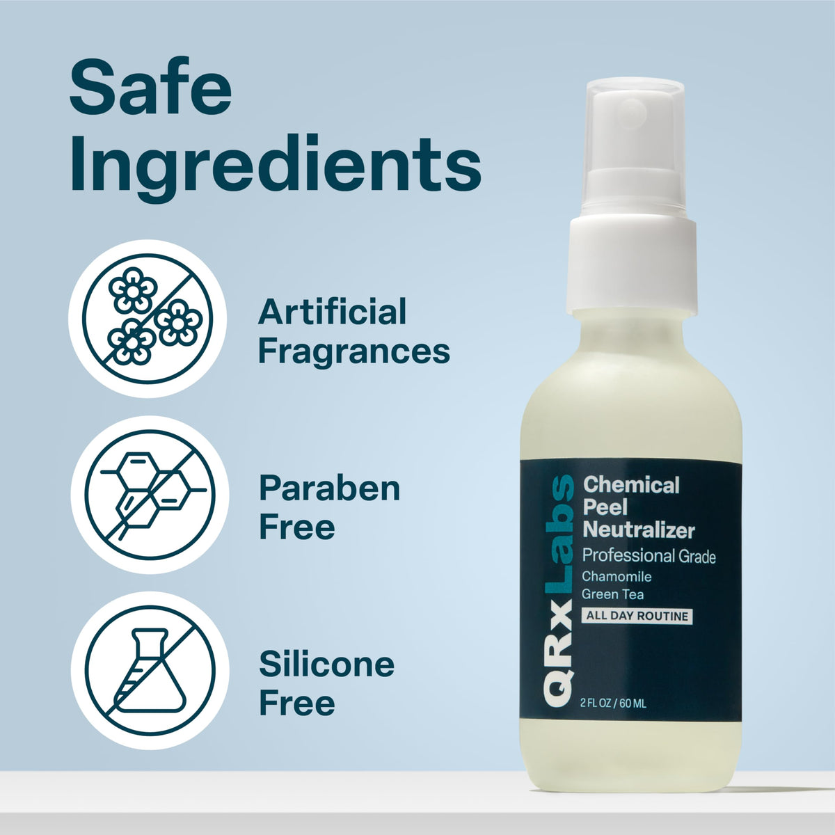 QRxLabs liquid texture drop showing lightweight hydrating consistency