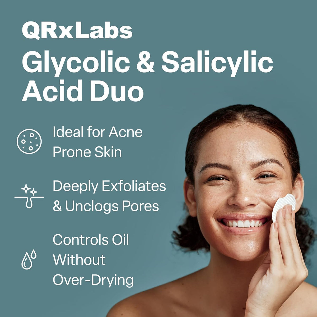 QRxLabs close-up of textured pad surface for gentle exfoliation