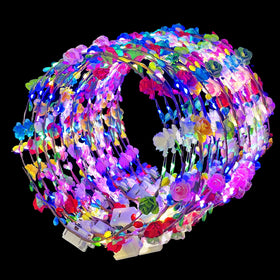 QSJQllo front view of 50-piece flower crown pack showing uniform styling and quantity benefit