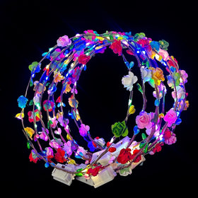 QSJQllo front packaging showing 20 LED flower crowns and group value