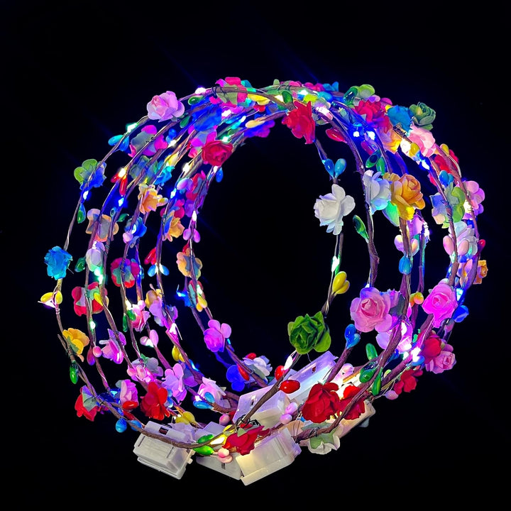 QSJQllo front packaging showing 20 LED flower crowns and group value