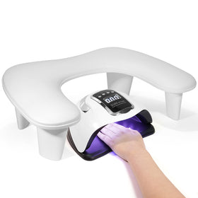Quaferen front view of white U-shaped arm rest showing ergonomic cushion and clean finish