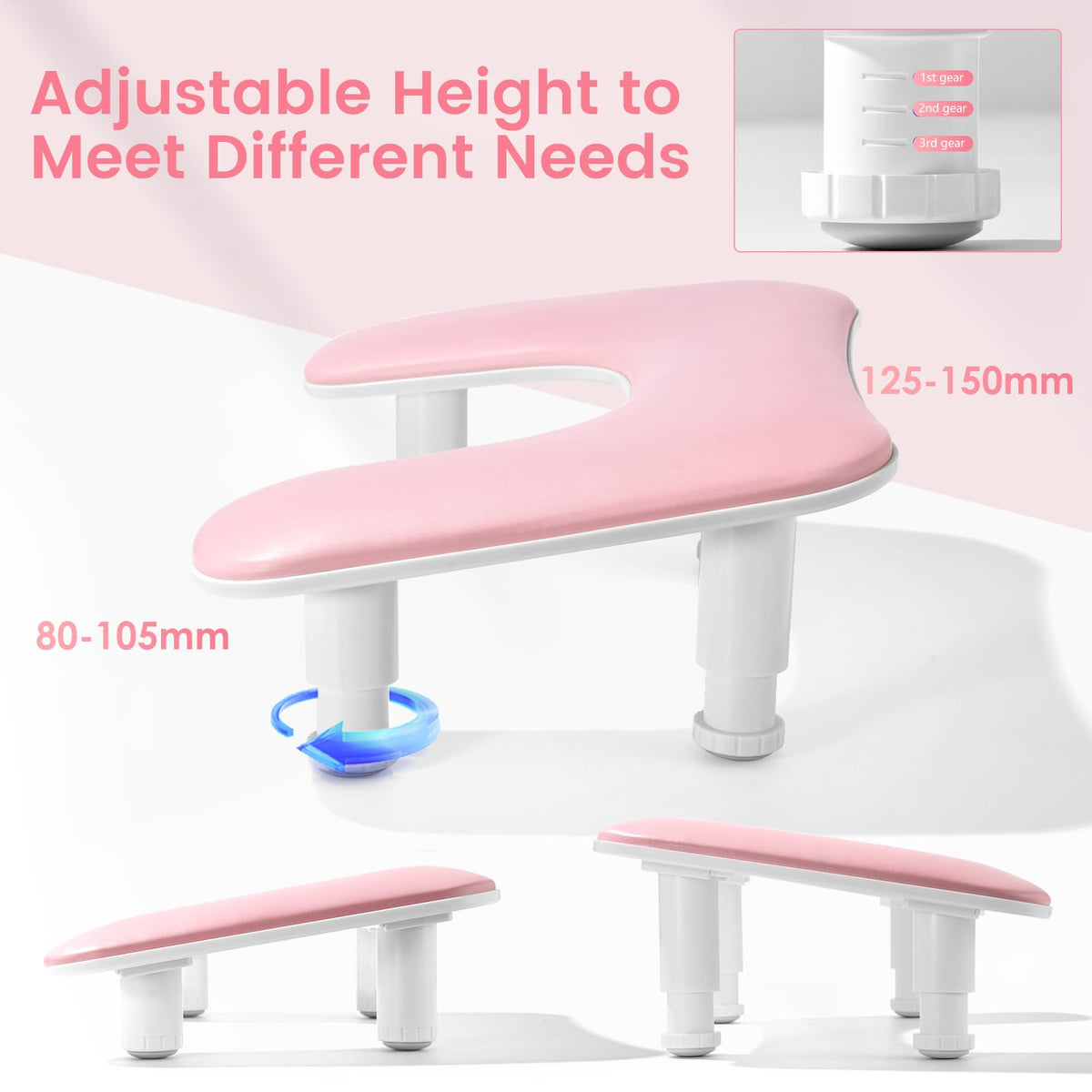 Quaferen side profile demonstrating adjustable height for ergonomic posture