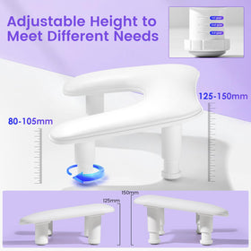 Quaferen side profile of U‑shaped arm rest, shows ergonomic 15° angle