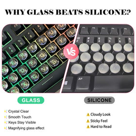 Quafochi on keyboard raised profile demonstrating fingertip contact for nail protection