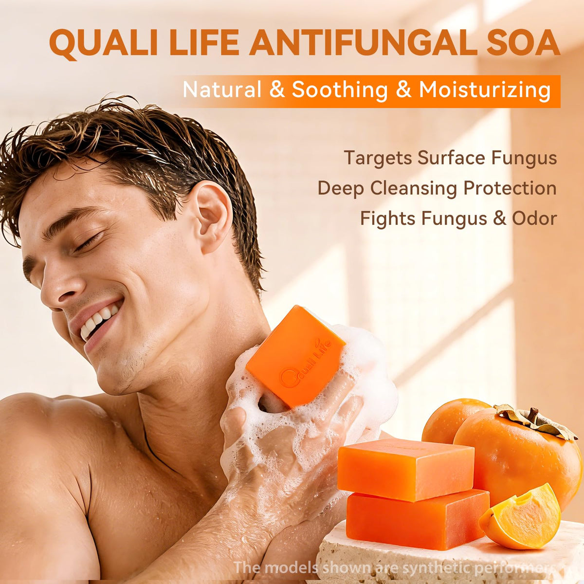 QualiLife bar placed on bathroom tray conveying everyday use