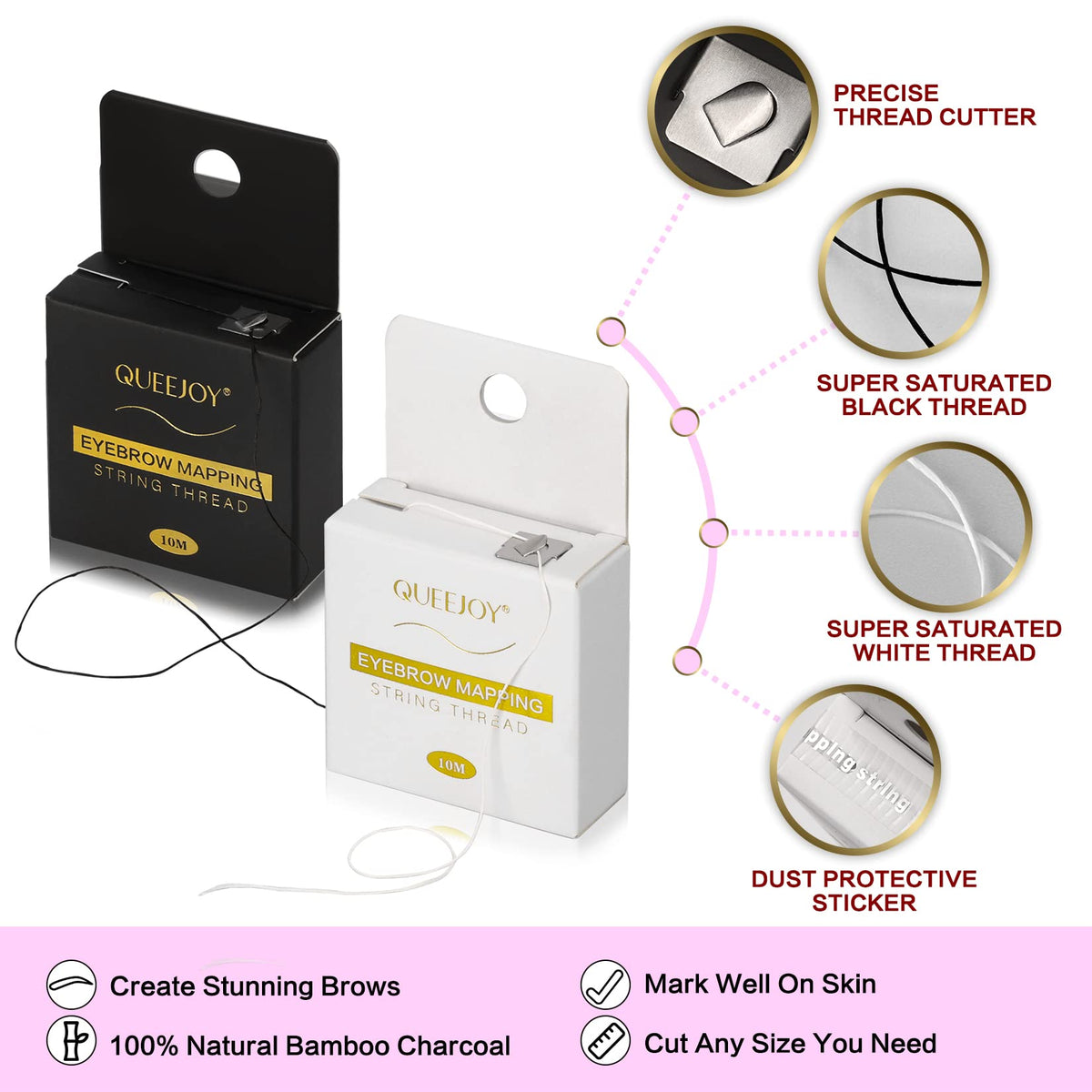 QUEEJOY adhesive ruler stickers arranged to demonstrate consistent brow measuring