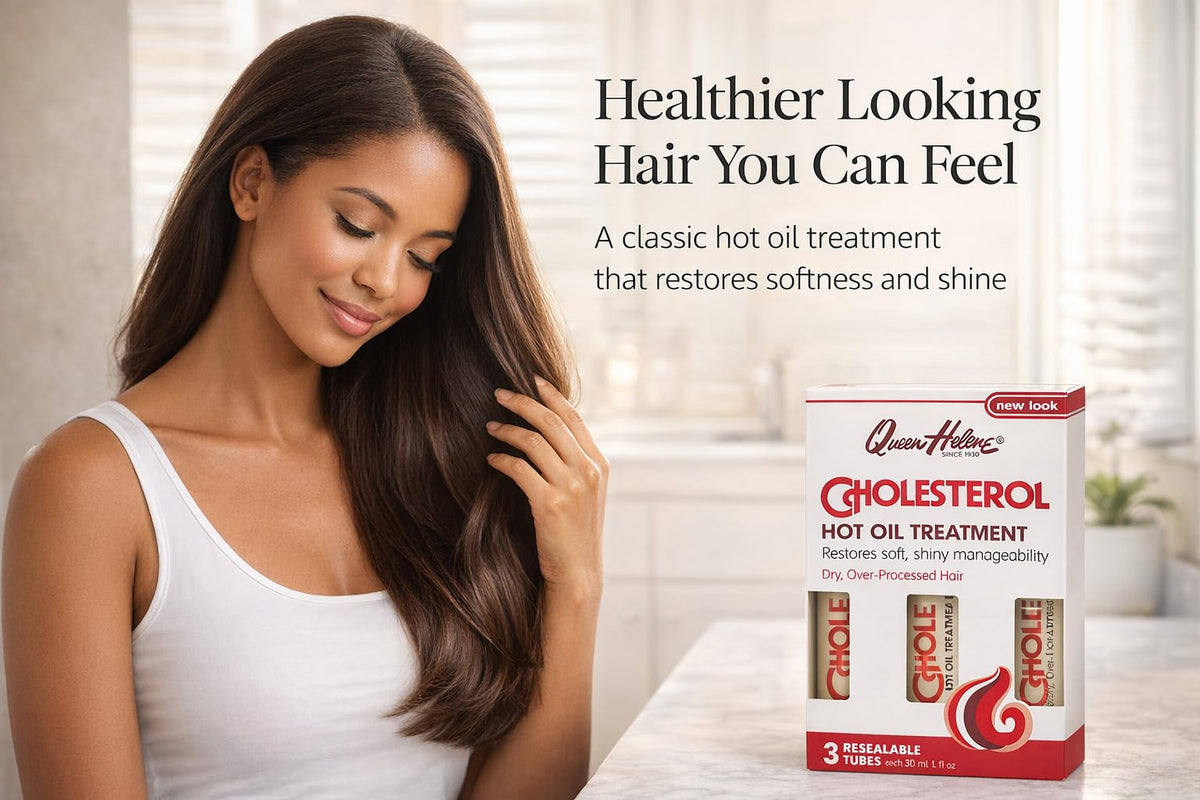 Queen Helene application on hair by hand demonstrating improved softness