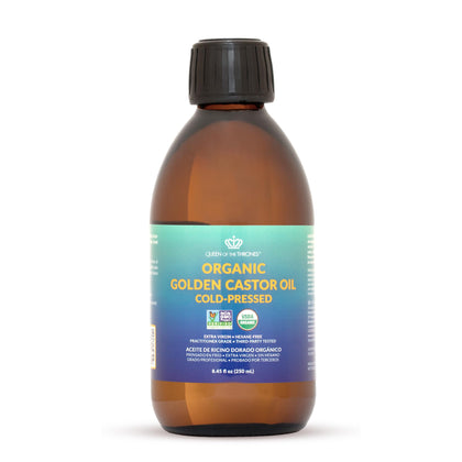 QUEEN OF THE THRONES front bottle view showing pure castor oil protection