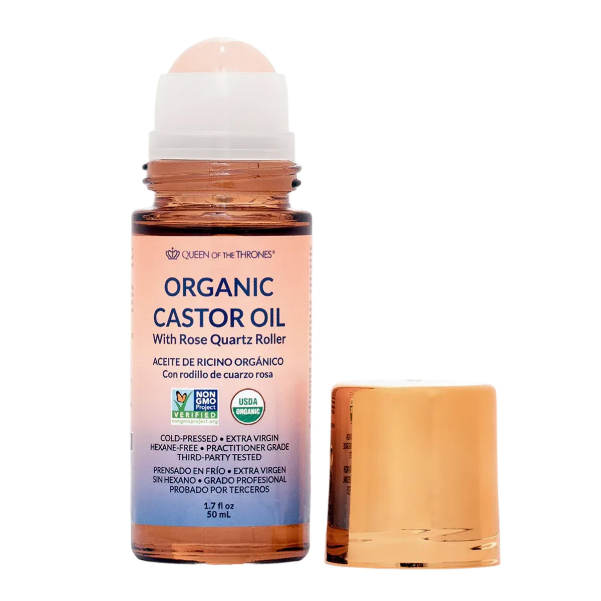 QUEEN OF THE THRONES front packaging roll-on showing compact glass bottle and roller for neat application
