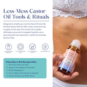 QUEEN OF THE THRONES with castor oil pack setup illustrating low‑mess rolling before applying pack
