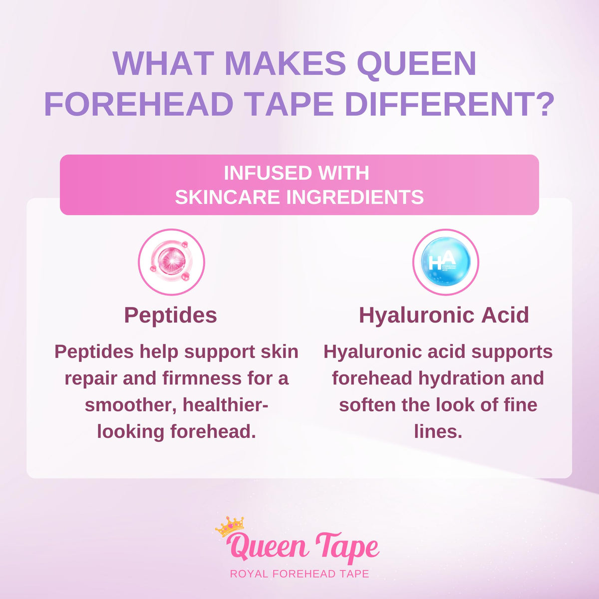 Queen Tape applying strip to forehead demonstrating comfortable overnight wear