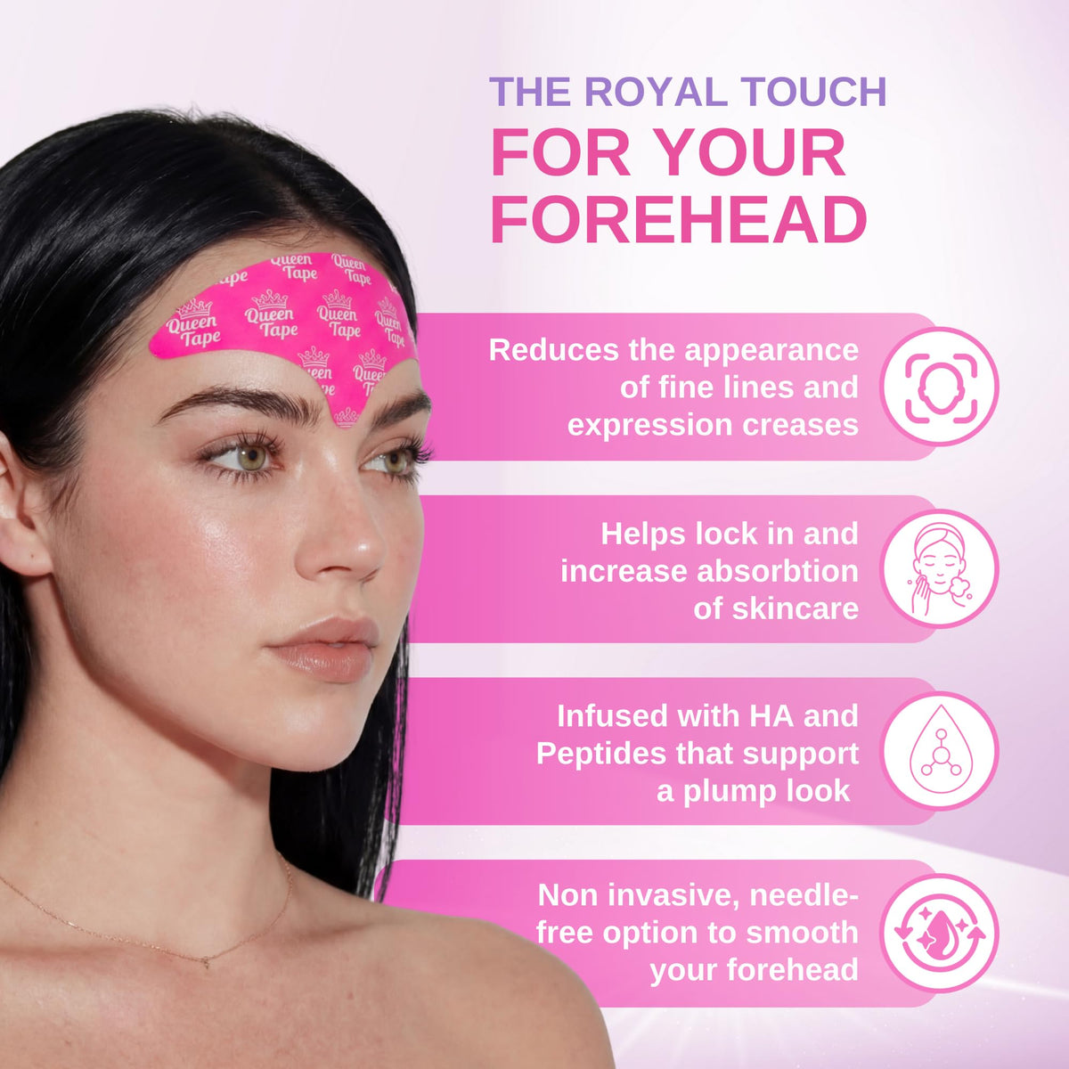 Queen Tape close-up of hyaluronic-infused texture illustrating gentle hydration