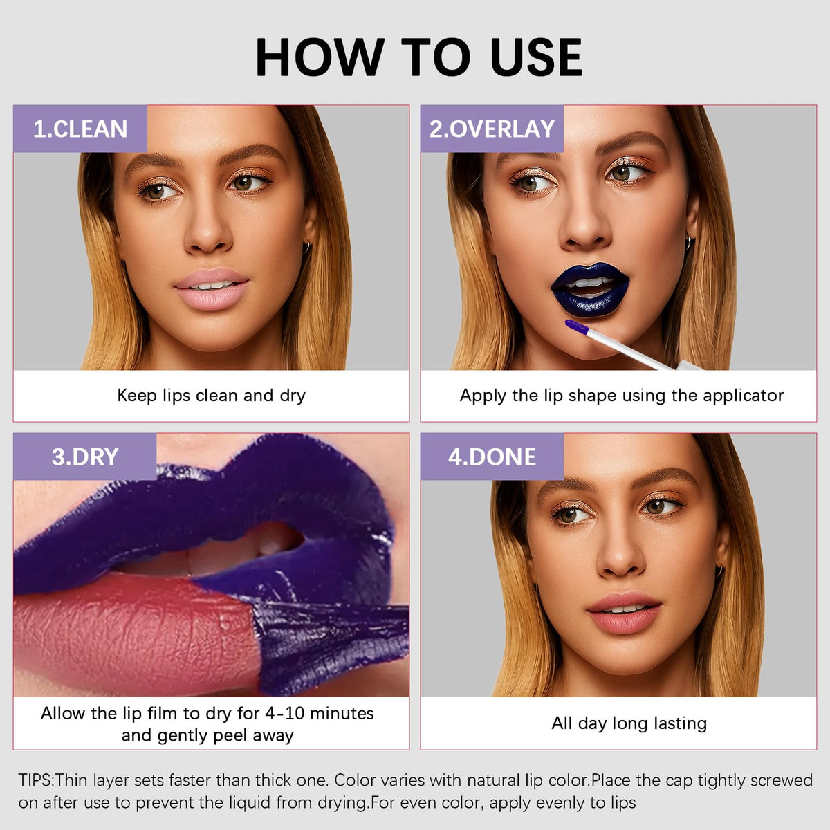 QueenDairy application on lips showing even color payoff