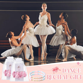 Quelay recital lifestyle display on stage edge demonstrating coordinated favors for teams
