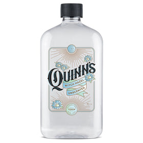 Quinn's bottle front view showing unscented toner and benefits