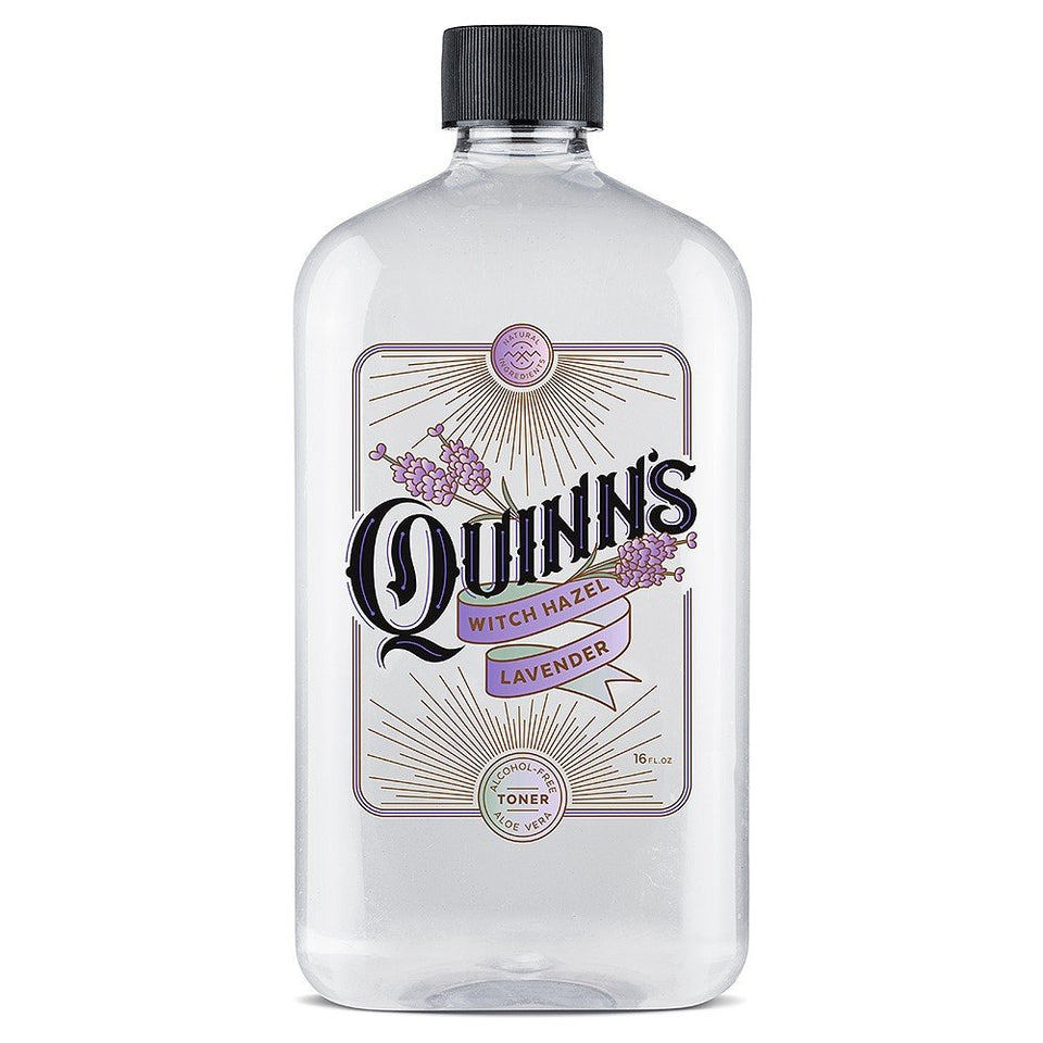 Quinn's front bottle showing lavender scent and gentle toner benefit