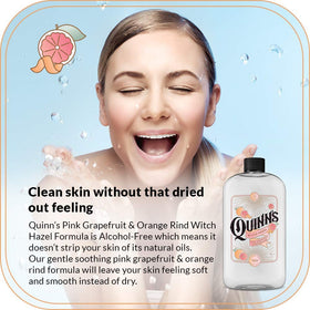 Quinn's pouring onto cotton pad to show easy application and effective cleansing