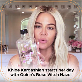 Quinn’s close-up label detail highlighting rose scent and alcohol-free benefit