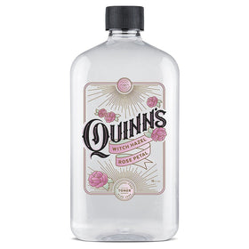 Quinn’s front packaging showing rose toner bottle and clear benefits