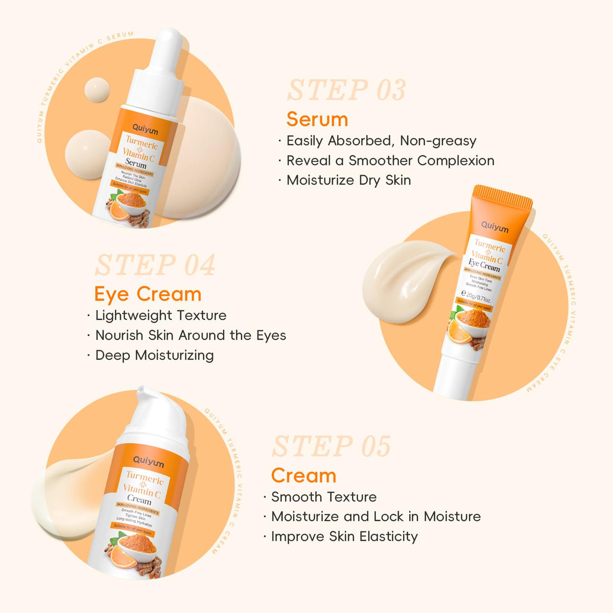 QUIYUM eye cream tube detail for delicate under-eye hydration and smoothing