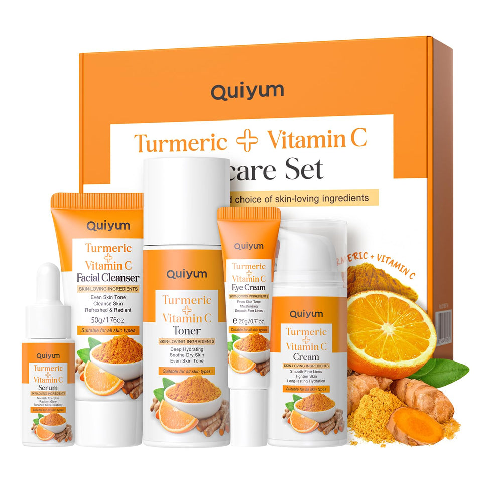 QUIYUM front packaging showing full five-piece kit and complete routine benefit