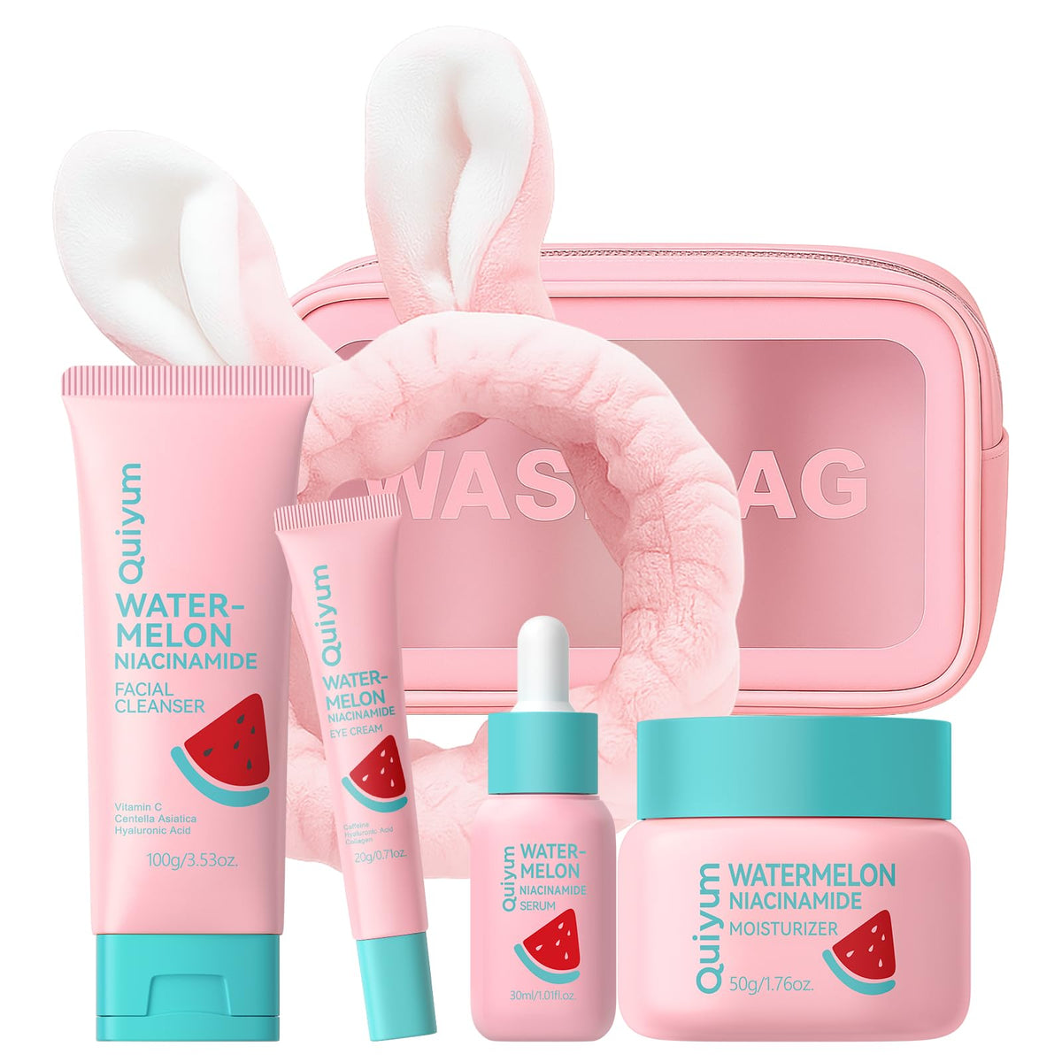 QUIYUM front packaging of 4-piece set showing cohesive routine benefits