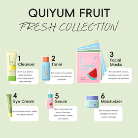 QUIYUM product lineup flatlay highlighting routine completeness