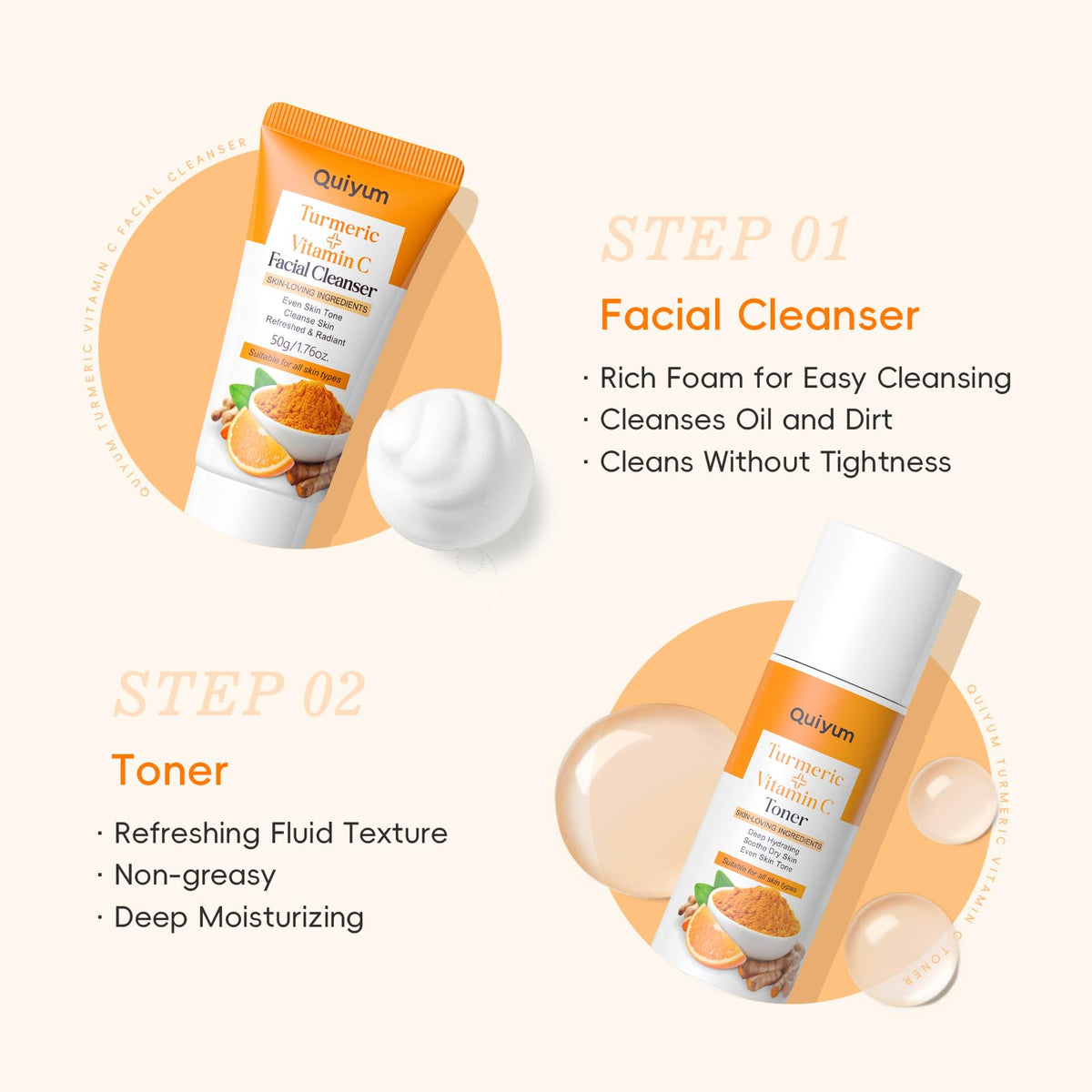 QUIYUM serum texture drop demonstrating concentrated vitamin C absorption benefit