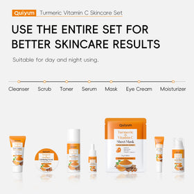 QUIYUM skincare routine set staged in bathroom showing everyday use benefit