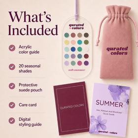Qurated Colors card held against clothing in store to quickly compare and avoid mismatches