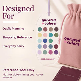 Qurated Colors card beside a ruler to show compact 4x2 inch size for portable use