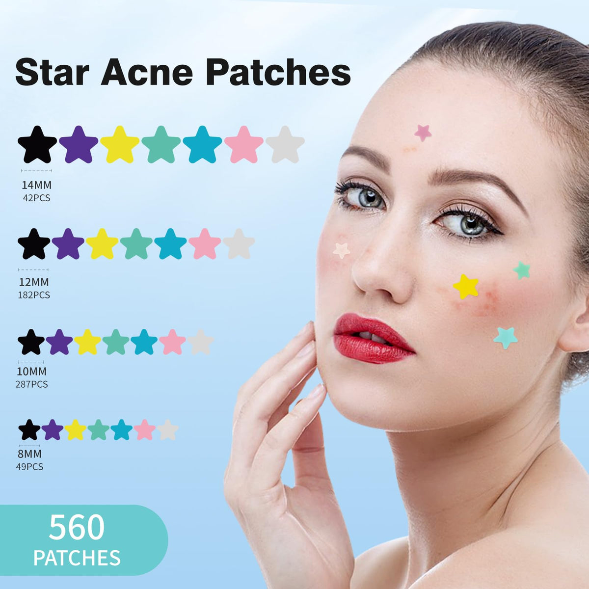 QUSTERE close-up of star-shaped pimple patch highlighting design and coverage benefit