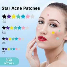 QUSTERE close-up of star-shaped pimple patch highlighting design and coverage benefit