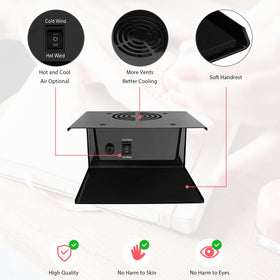 QUTUNI control panel showing hot and cool modes, allows adjustable drying temperature