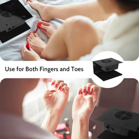 QUTUNI next to a hand for scale, compact design fits salon and home stations