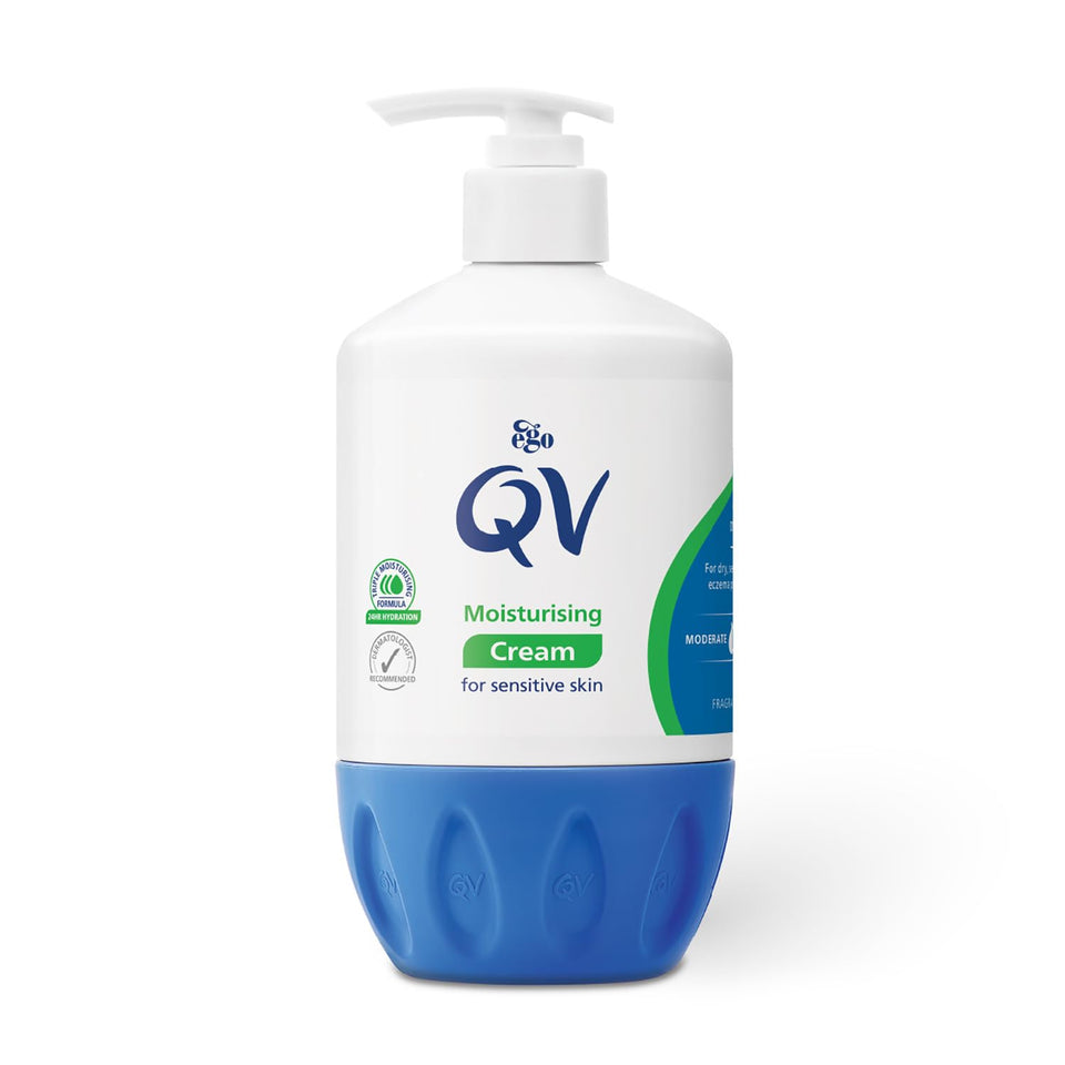 QV 500g pump bottle front view showing label and convenient dispenser for easy application