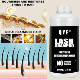 QYF lash cleaning in use technician applying foam to extensions for gentle cleansing
