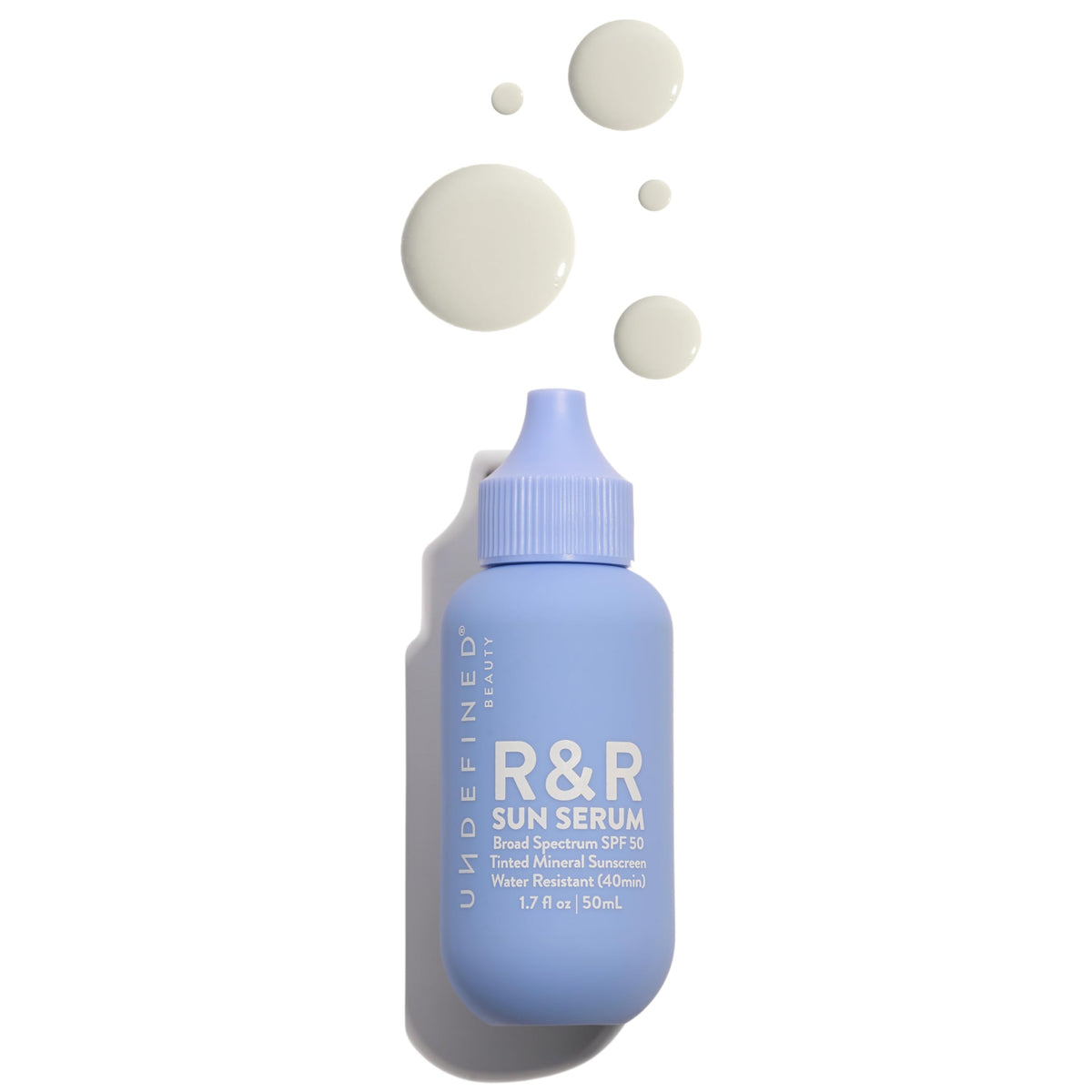 R&R sun serum front packaging showing SPF 50 and untinted finish benefit