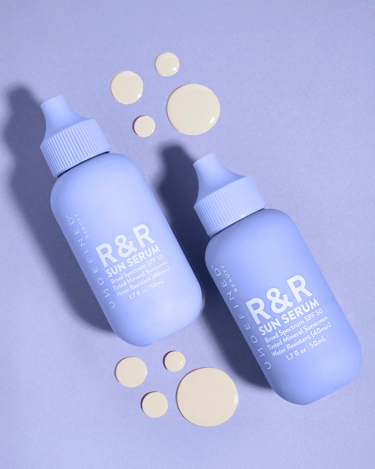 R&R sun serum recycling and claims tag illustrating reef-safe and vegan benefit