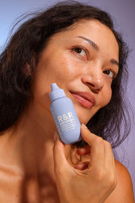 R&R sun serum texture close-up highlighting lightweight, fast-absorbing finish