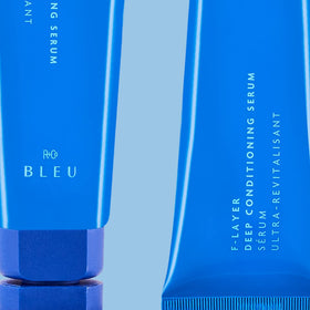 R+Co BLEU applied to damp hair mid-lengths demonstrating detangling and easier styling benefit