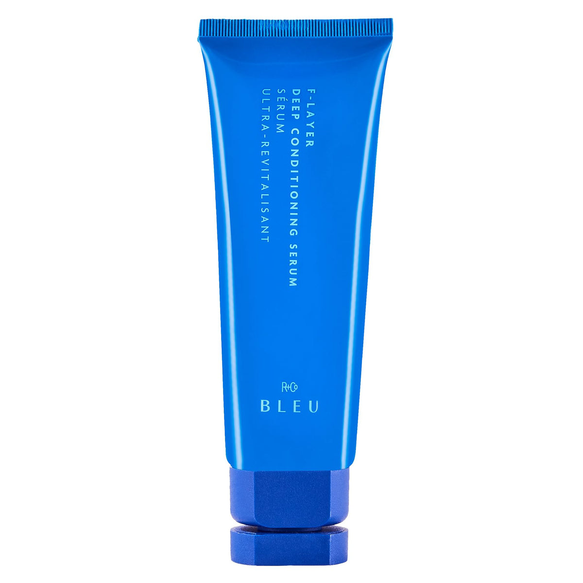 R+Co BLEU front bottle shot showing clean design and product clarity benefiting shelf appeal